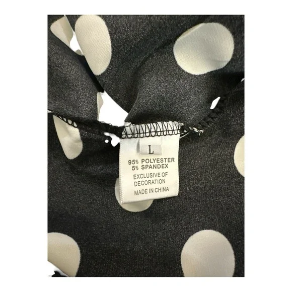 Black & White Polka Dot Off-Shoulder Jumpsuit | Size L | Tall Girl Friendly - Picture 13 of 15